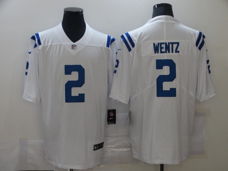 Men's Indianapolis Colts #2 Carson Wentz White Vapor Untouchable Limited Stitched NFL Jersey (Check description if you want Women or Youth size)